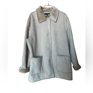 Forecaster Sport Women’s Large Winter Coat Jacket‎ Plush Button Front Beige